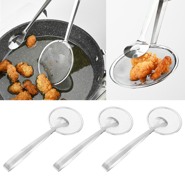 Filtro de abrazadera para freír aceite, cuchara de acero inoxidable, colador de verduras, aperitivos, comida frita para el hogar, adornos de cocina, cuchara de filtro