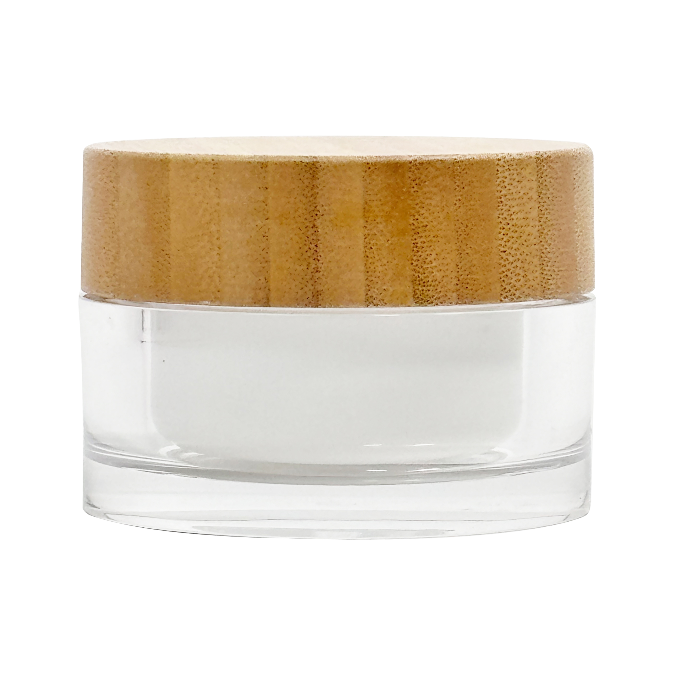 Tarro de cristal para crema de 50 ml con tapa de bambú