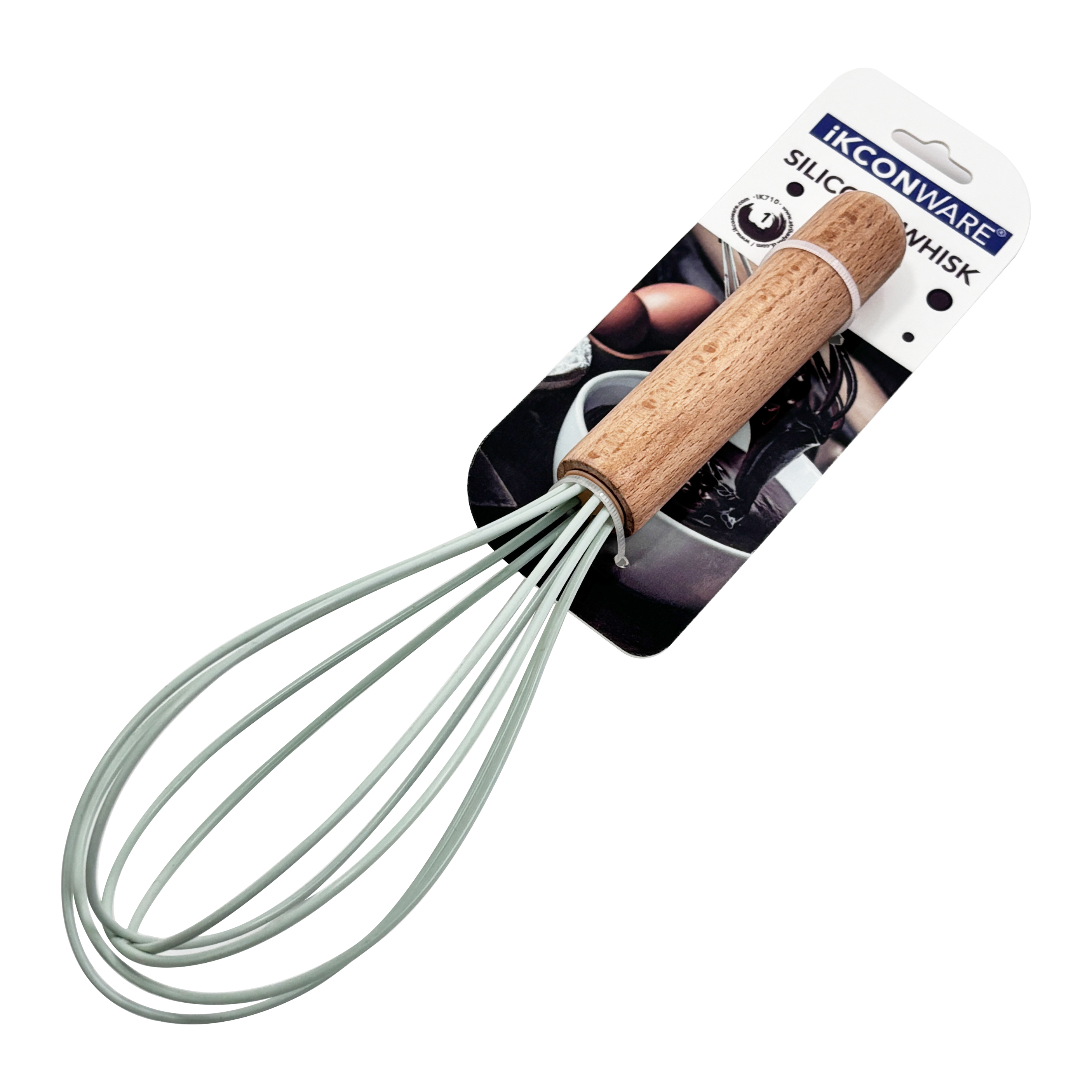 Batidor de silicona con mango de madera