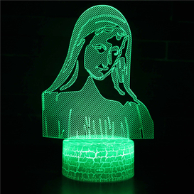 Luz Nocturna 3D, Control Táctil Visualización De Ilusión Óptica Adoración De Dios Y Signos Espirituales, Lámpara De Luz Nocturna LED Cambio De 7 Colores Control Táctil Soporte De Lámpara De Luz Nocturna