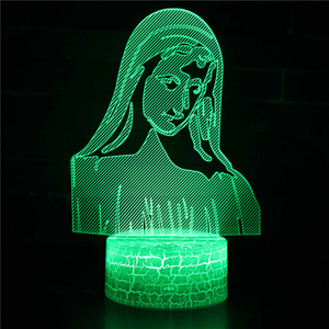 3D Night Light, Touch Control Optical Illusion Visualization God Worship And Spiritual Signs, LED Night Light Lamp 7 Colors Changing Touch Control Night Light Lamp Stand