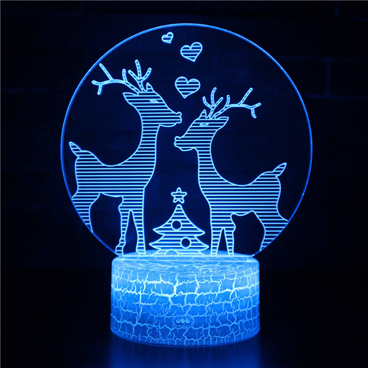 Acrílico Luz 3D Regalo decorativo para niños Lámpara de ilusión 3D Control táctil LED Visualización de ilusión óptica Letrero de Navidad Lámpara de luz nocturna LED