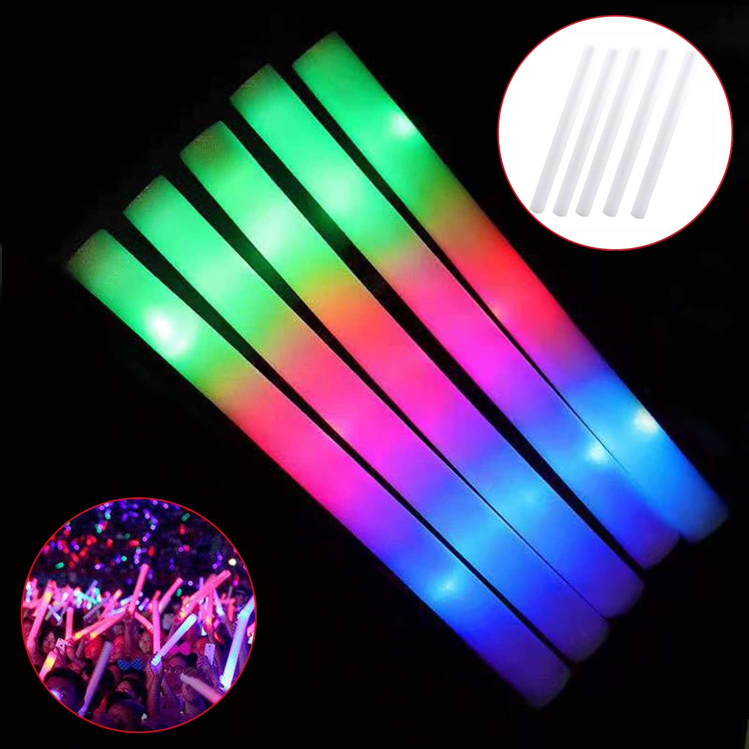 Custom Logo Printing Colorful Lamp Bulb Luminous Festival Party Glow In Stick Led Blink Glow Christmas Light Sticks