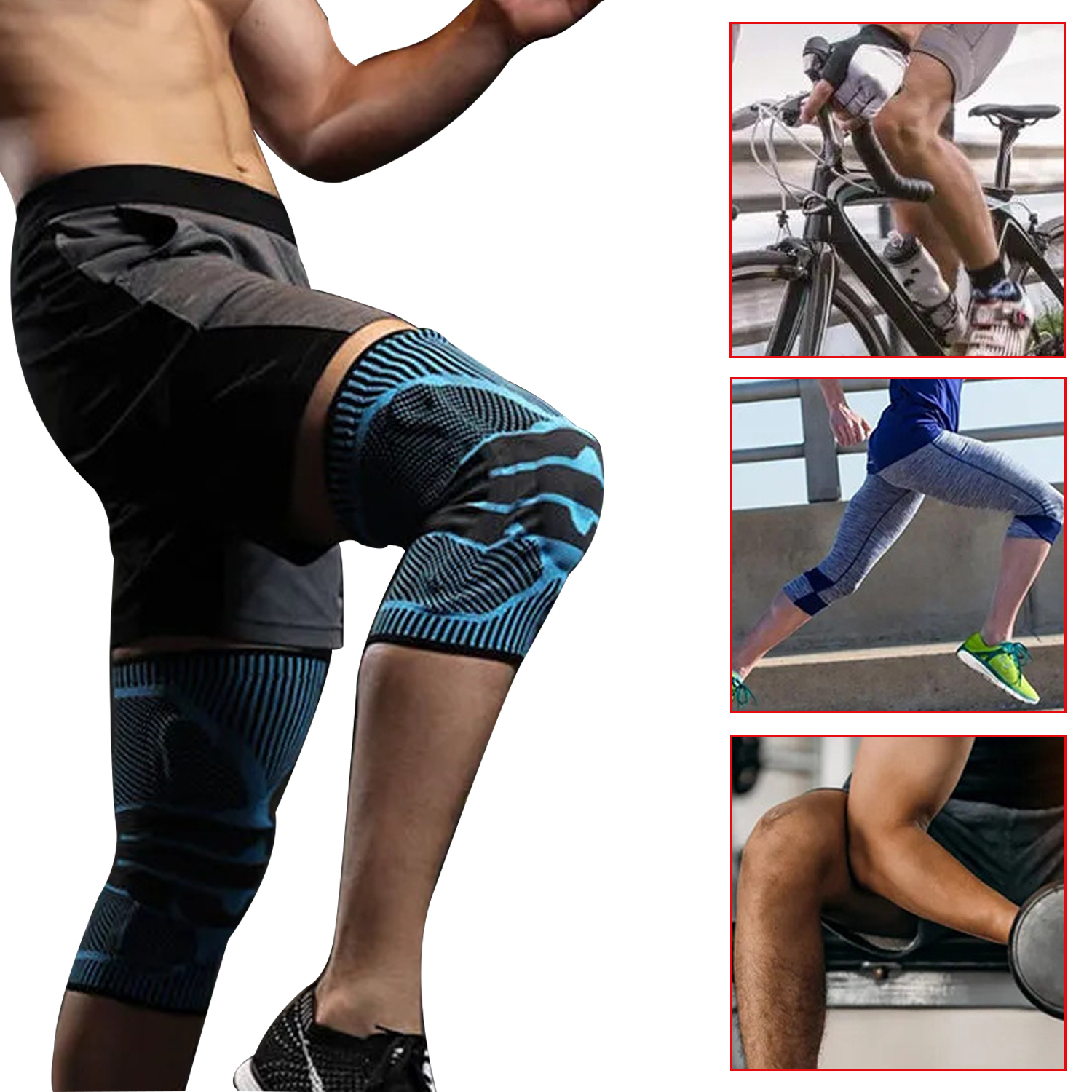 Rodillera profesional Rodilleras deportivas Rodilleras tejidas de silicona Soporte elástico Rodilla Menisco Sentadillas Correr Baloncesto Leggings para hombres y mujeres