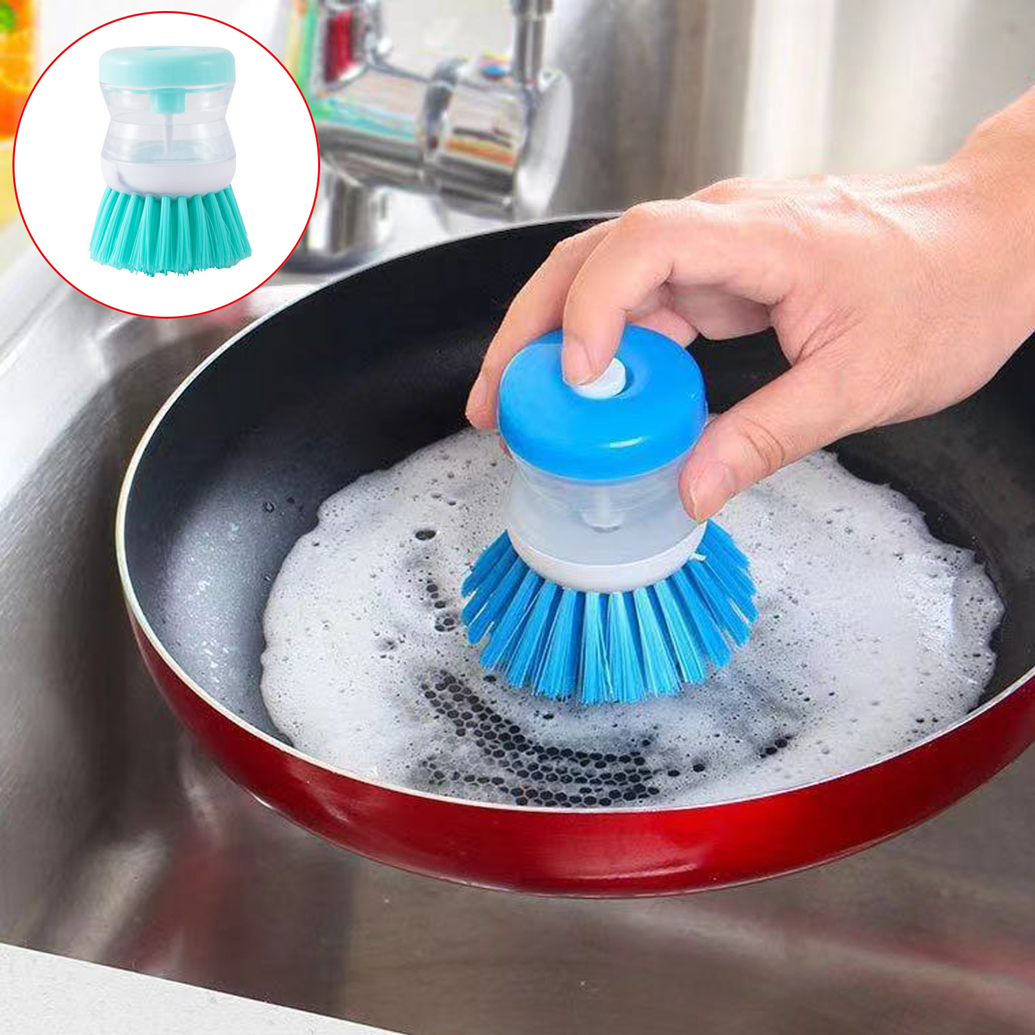 Automatic Liquid Adding Pot Dishwashing Brush Non Stick Oil Kitchen Cleaning Brush