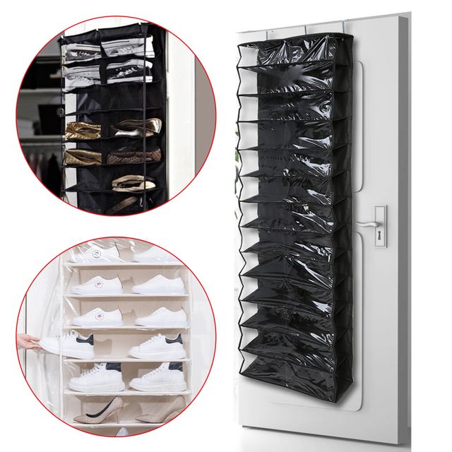 Zapatero de bolsillo con 26 bolsillos para colgar en la puerta, bolsa de almacenamiento para zapatos, soporte para estante, organizador de almacenamiento para zapatos 