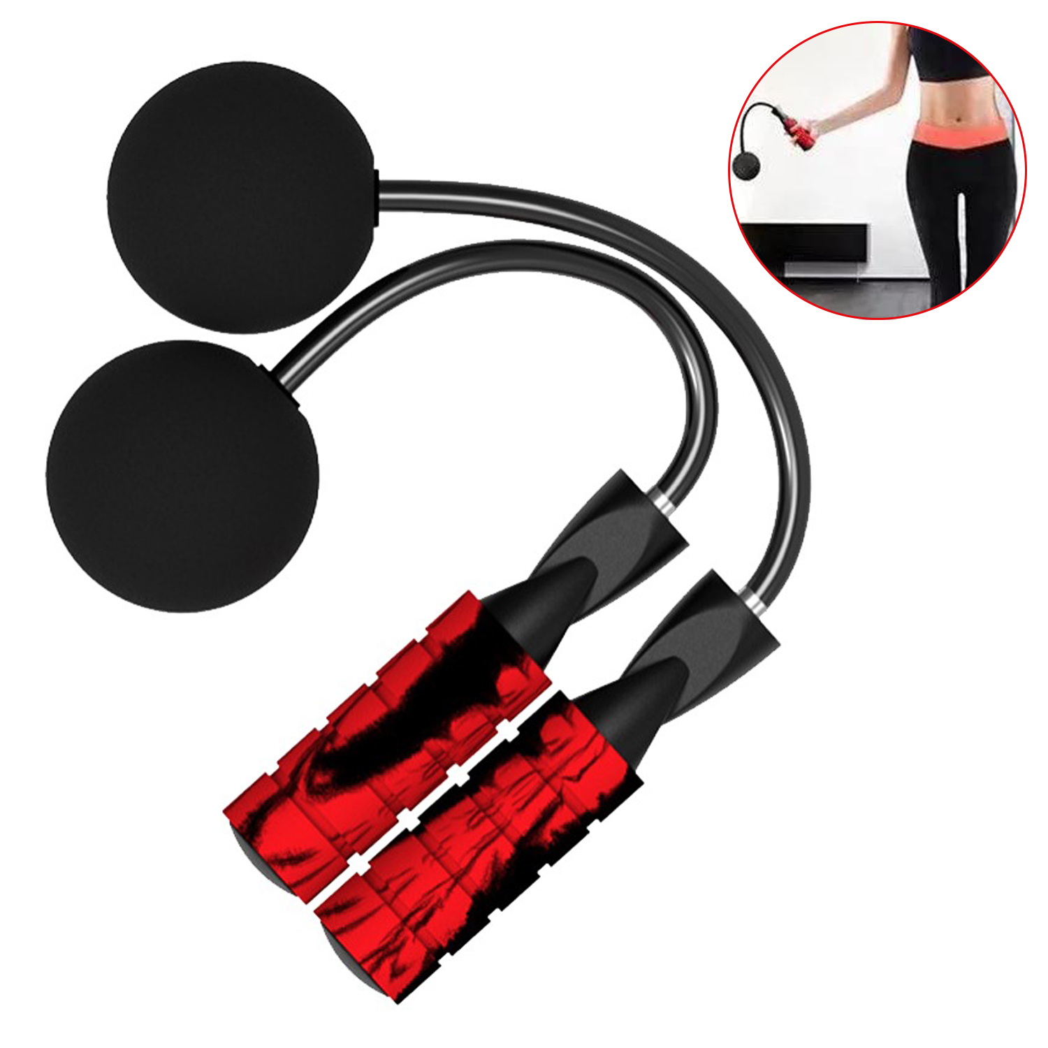 Fitness Jump Rope EVA Ball Training Exercise Weighted Cordless Skipping Jump Rope