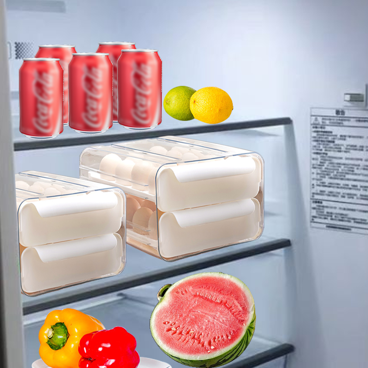 Caja de almacenamiento de huevos para el hogar, cajón de doble capa, caja de almacenamiento de huevos para refrigerador, estante de almacenamiento de huevos apilable
