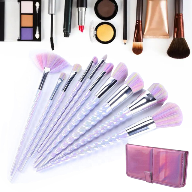 Accesorios de belleza profesionales hermosos de alta calidad del sistema de cepillo del maquillaje del arco iris de 10 pedazos vendedores calientes