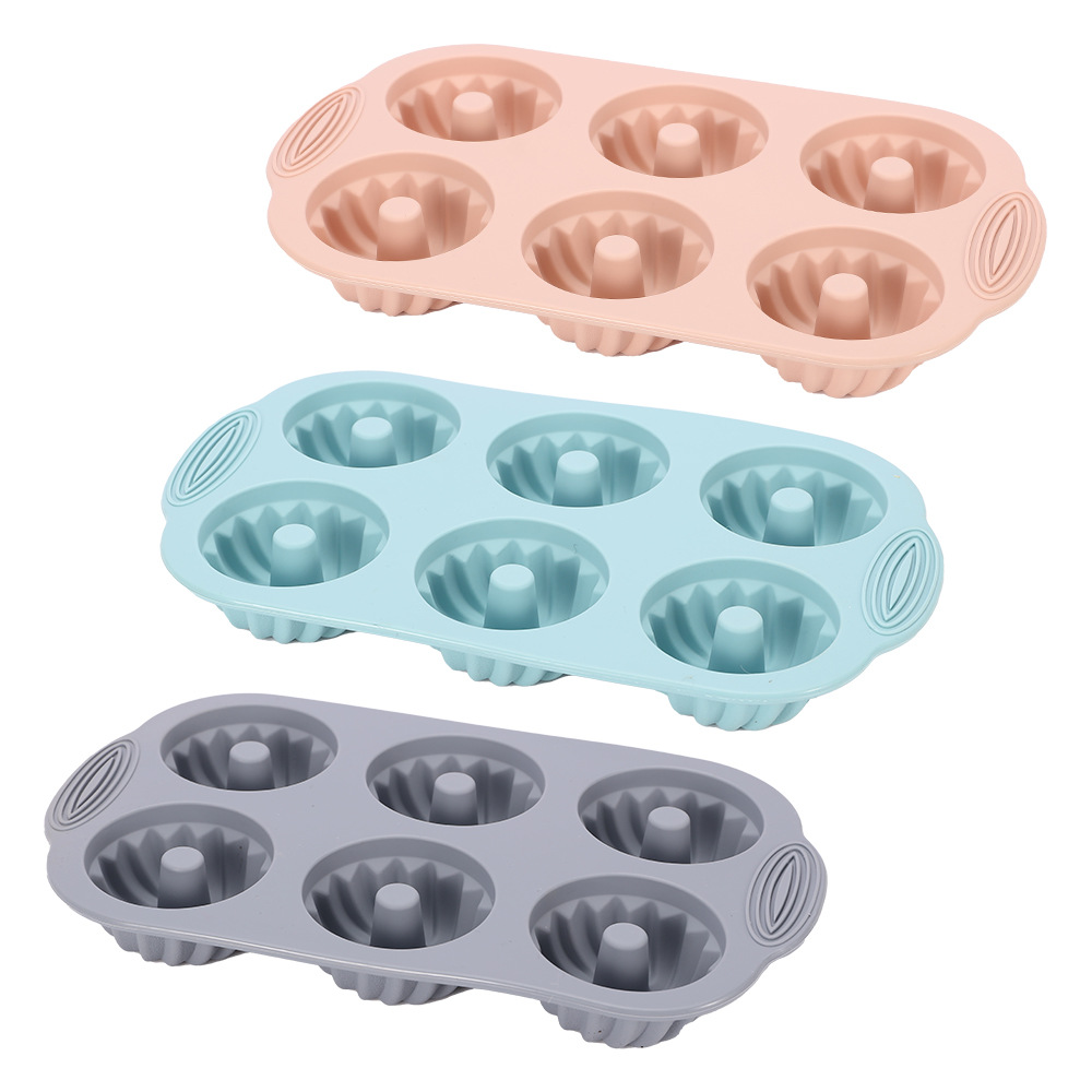 Molde de silicona para rosquillas de 6 cavidades para hornear, molde para rosquillas antiadherente para horno, apto para lavavajillas