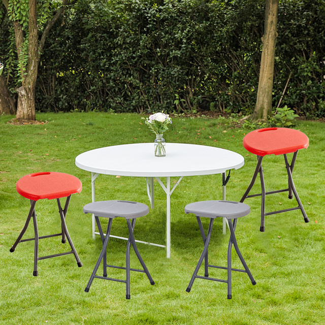 Taburete de plástico grueso para adultos, silla plegable sencilla, taburete plegable para el hogar, taburete redondo pequeño portátil sencillo para exteriores