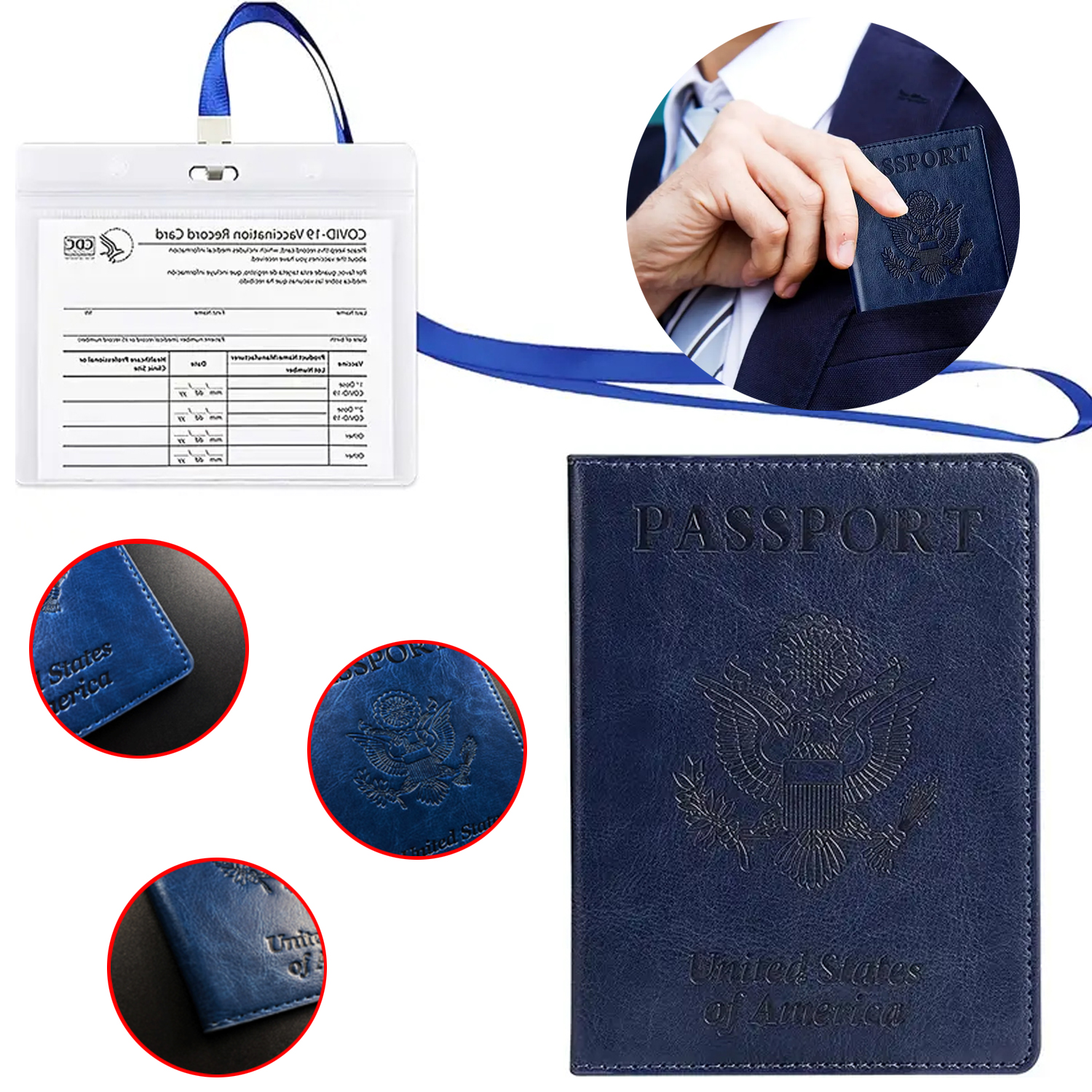 1 funda para pasaporte, bolsa de viaje, pasaporte y tarjetero para vacunas, accesorios de viaje delgados, cartera para pasaporte, funda protectora para pasaporte de cuero Unisex