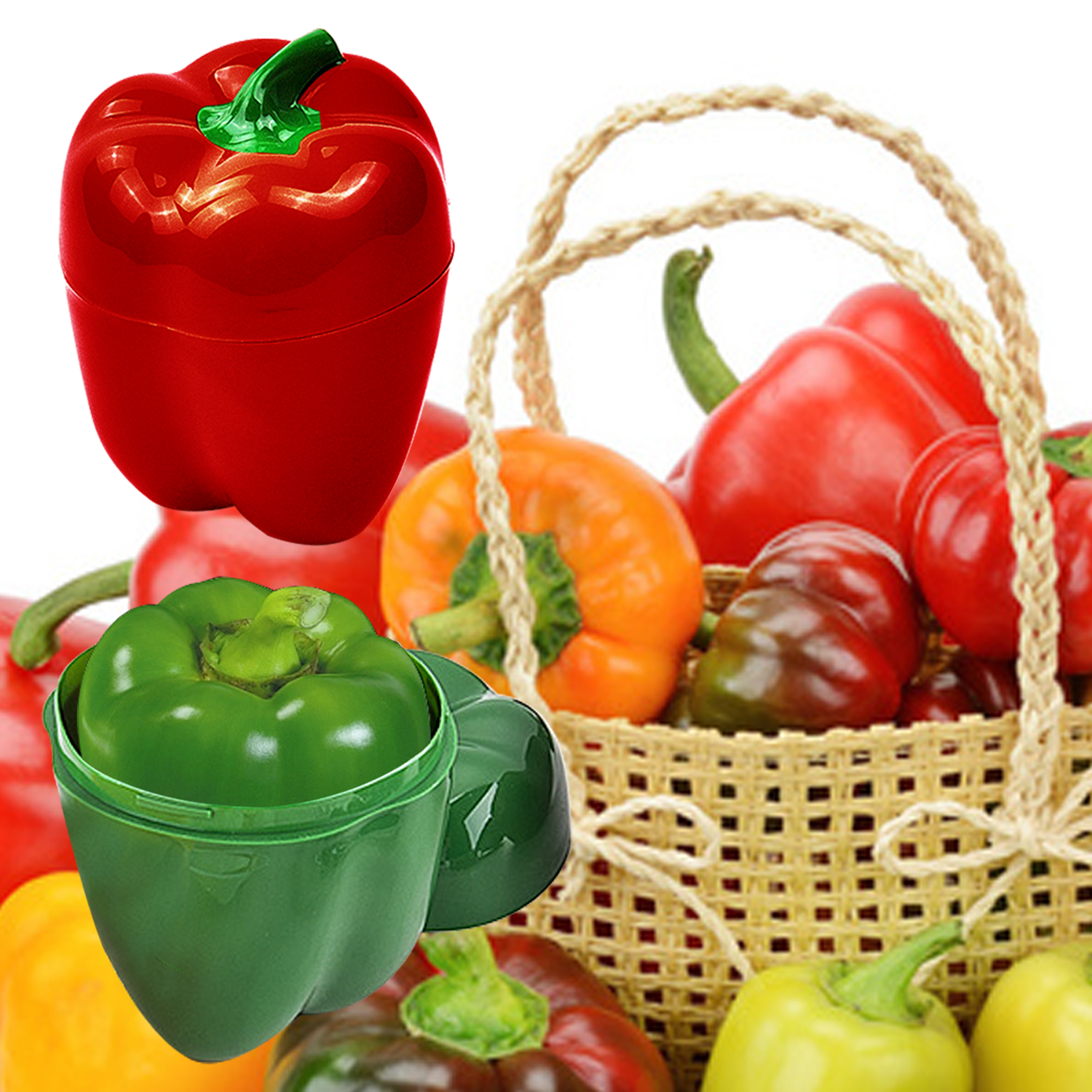 Contenedor de almacenamiento en forma de vegetales, pimiento verde, mantiene fresco