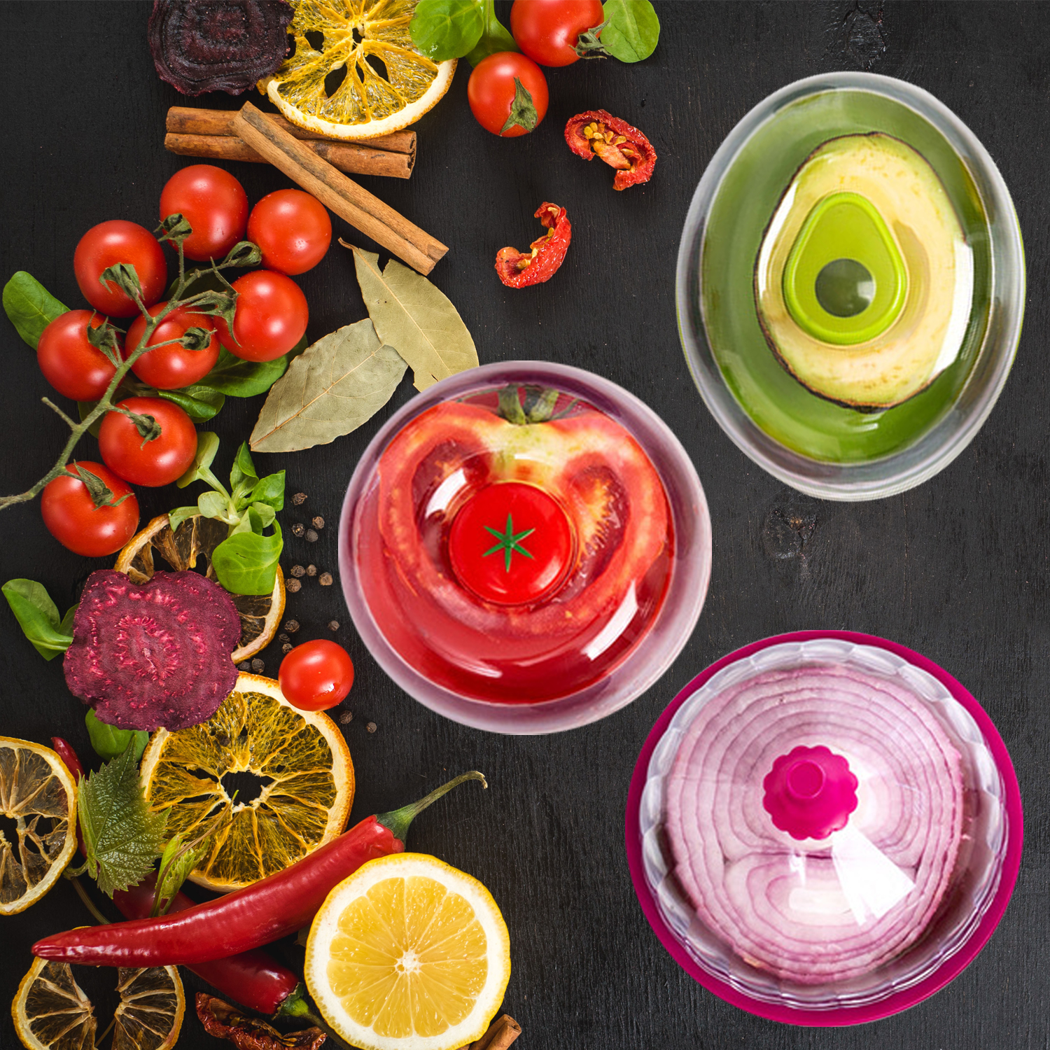 Envases Herméticos Para Alimentos Aguacate Tomates Cebolla 
