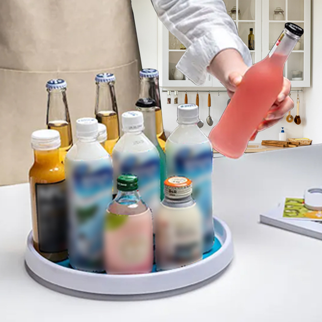 Engrosamiento 360 Rotación Antideslizante Especiero Gabinete de despensa Tocadiscos con base ancha Bandeja de almacenamiento Organizador giratorio para condimentos de cocina