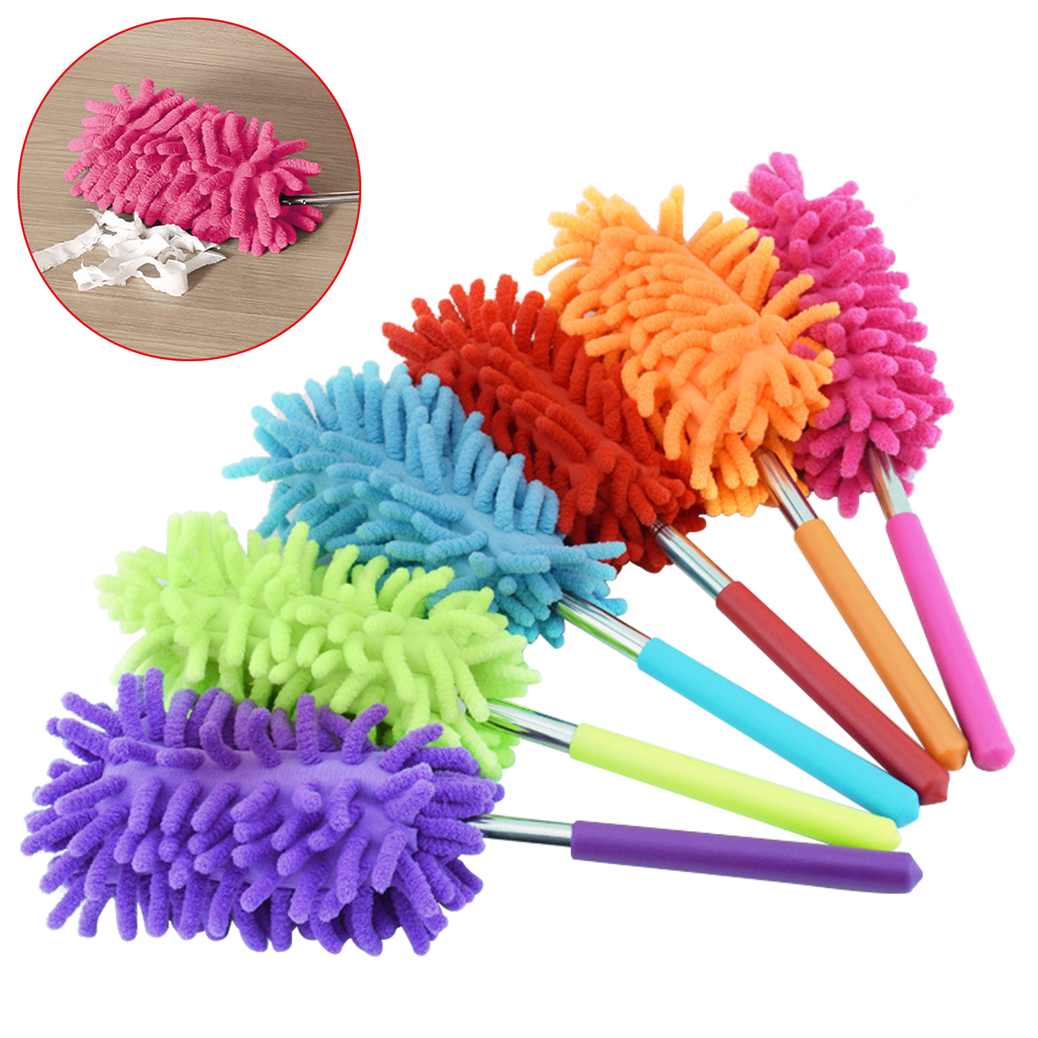 Wholesale Household Cleaning Tools Dusting Brush with Extendable Duster Head Microfiber Feather Duster