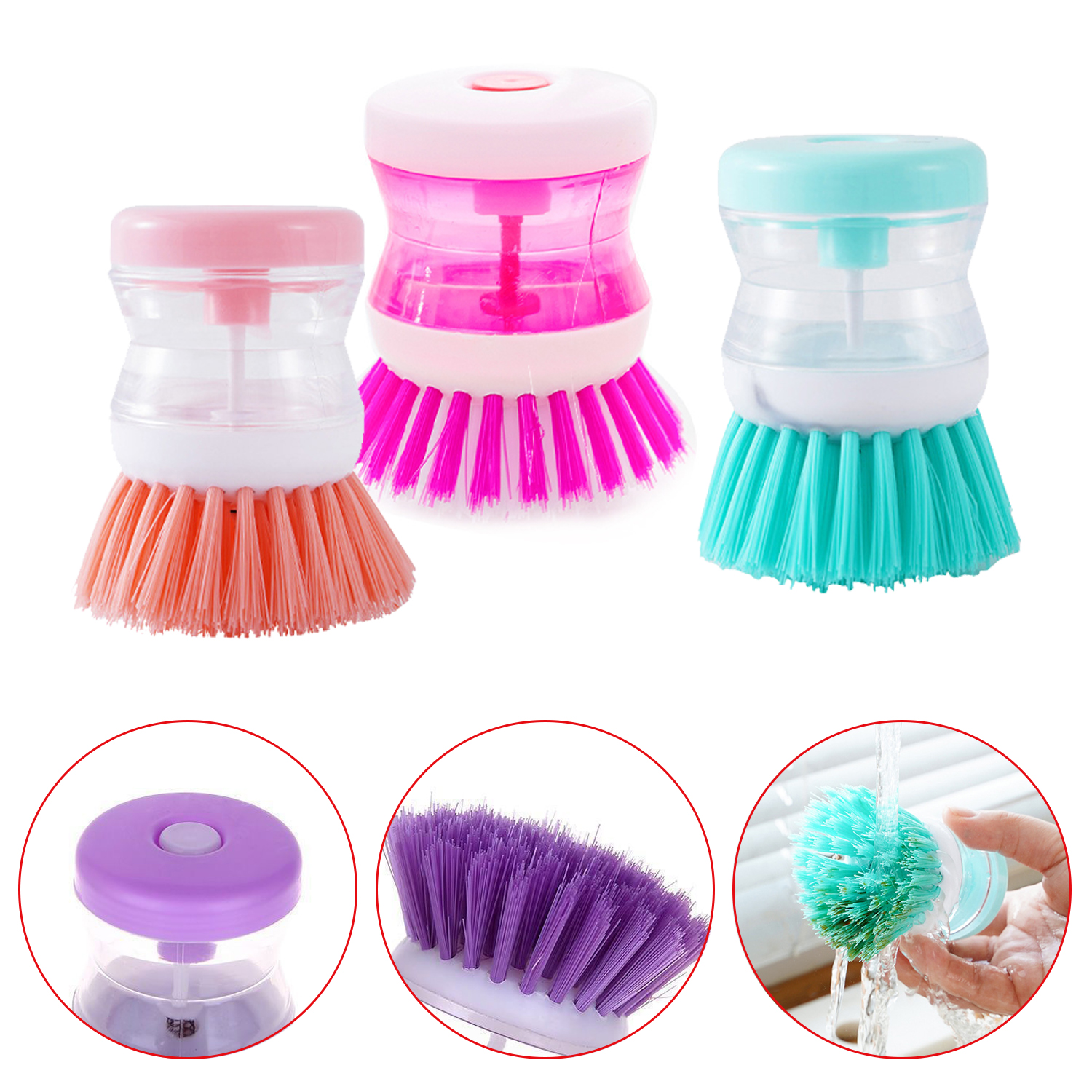 Automatic Liquid Adding Pot Dishwashing Brush Non Stick Oil Kitchen Cleaning Brush