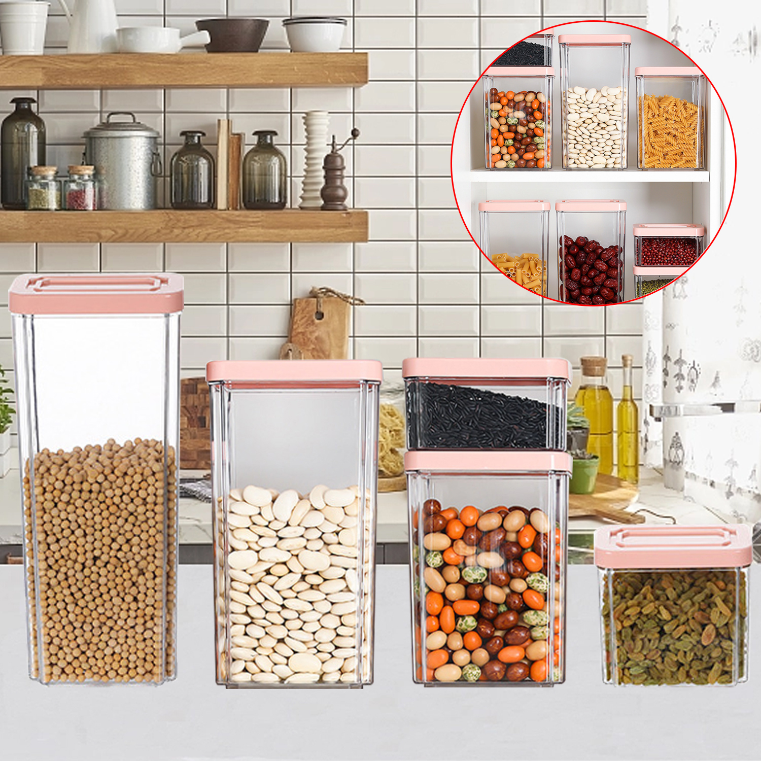 Kitchen Storage Bottles Jar Airtight Canister With Lid Candy Food Jar Container Bottle Coffee Bean Pasta Grain Oatmeal Jar