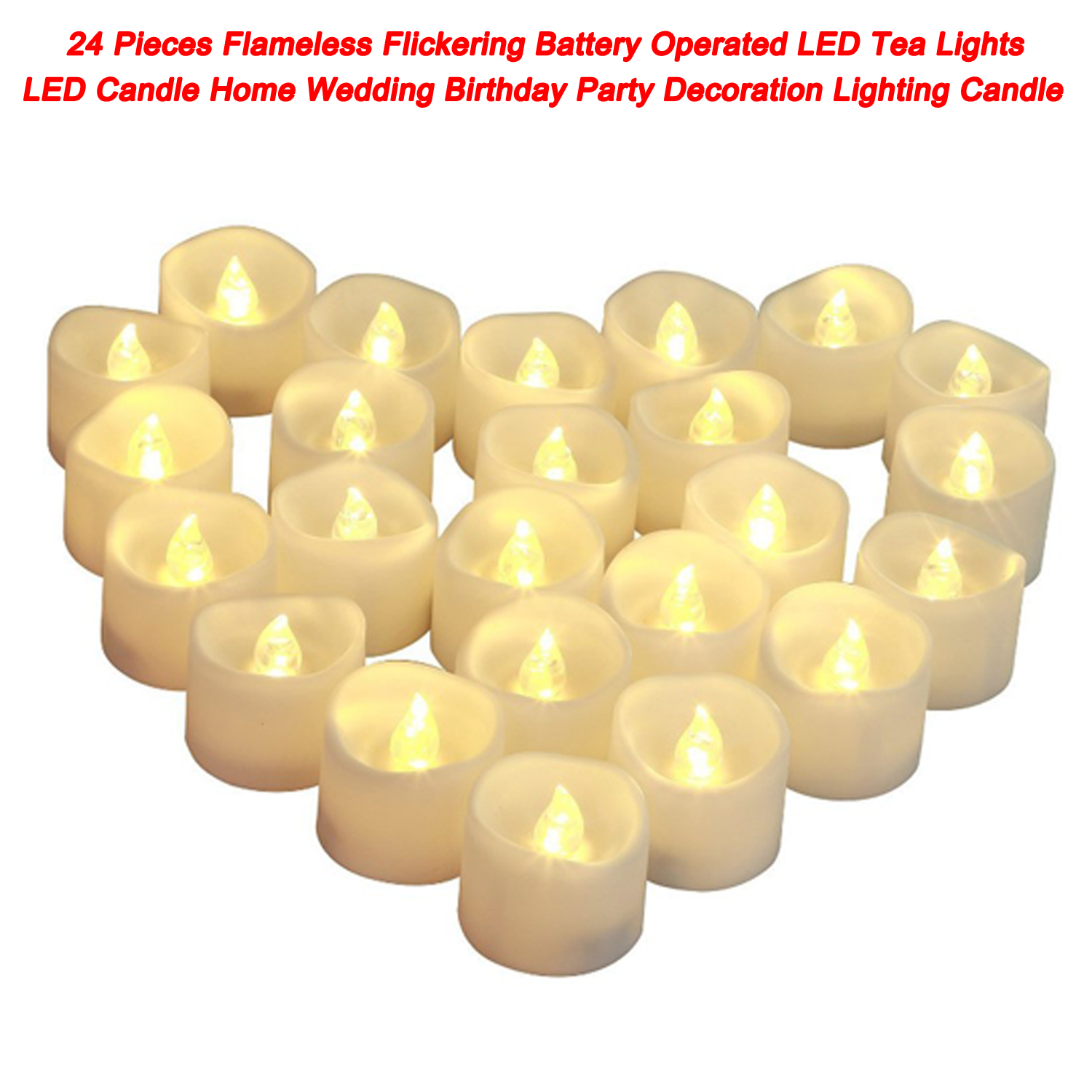 24 piezas de luces LED de té parpadeantes sin llama que funcionan con pilas, velas LED para el hogar, bodas, cumpleaños, decoración de fiestas, velas de iluminación