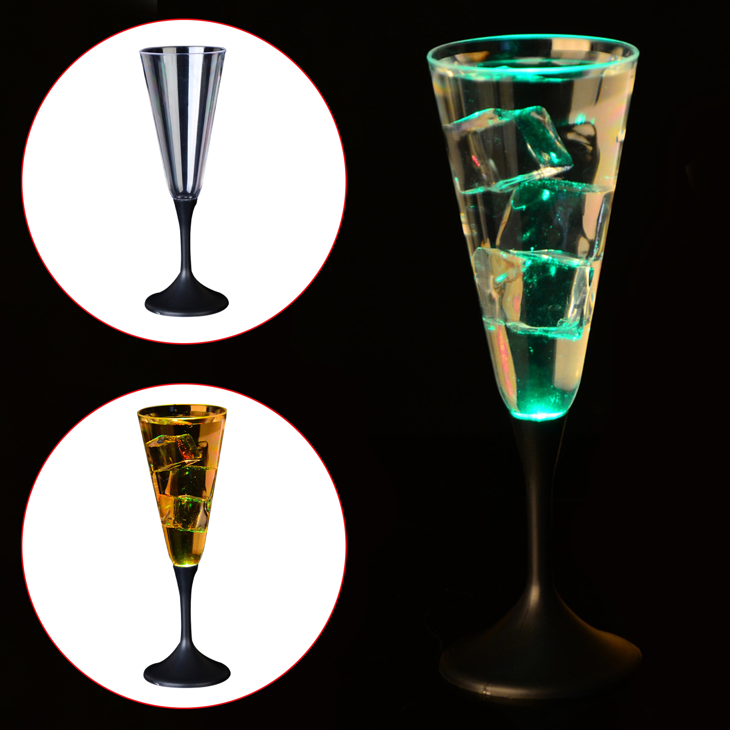 Copa de champán Copa de champán intermitente Iluminar copas de flauta de champán Copa de champán LED Fiesta de celebración o barra con líquido activado