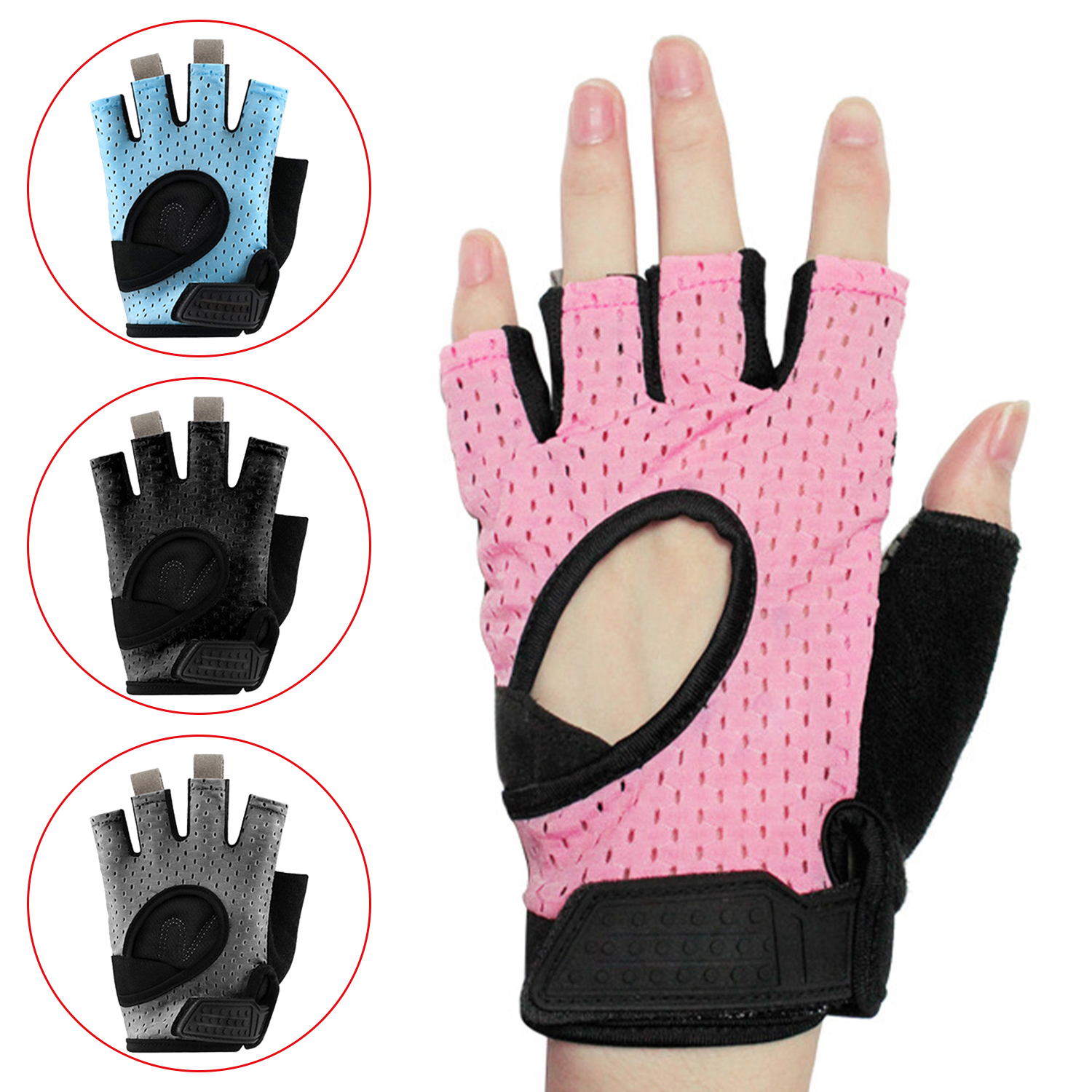 Fitness antideslizante guantes sin dedos levantamiento de pesas hombres mujeres guante ejercicio medio dedo Fitness deporte guantes