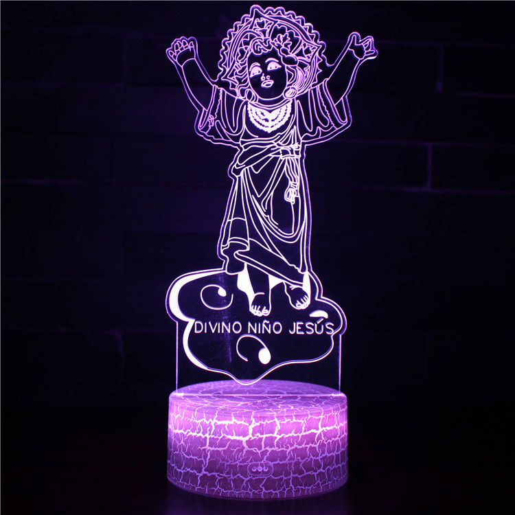3D Night Light, Touch Control Optical Illusion Visualization God Worship And Spiritual Signs, LED Night Light Lamp 7 Colors Changing Touch Control Night Light Lamp Stand