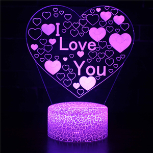 Lámpara de ilusión Led de decoración 3d, Control táctil, visualización de ilusión óptica, signo de amor, lámpara de luz nocturna LED
