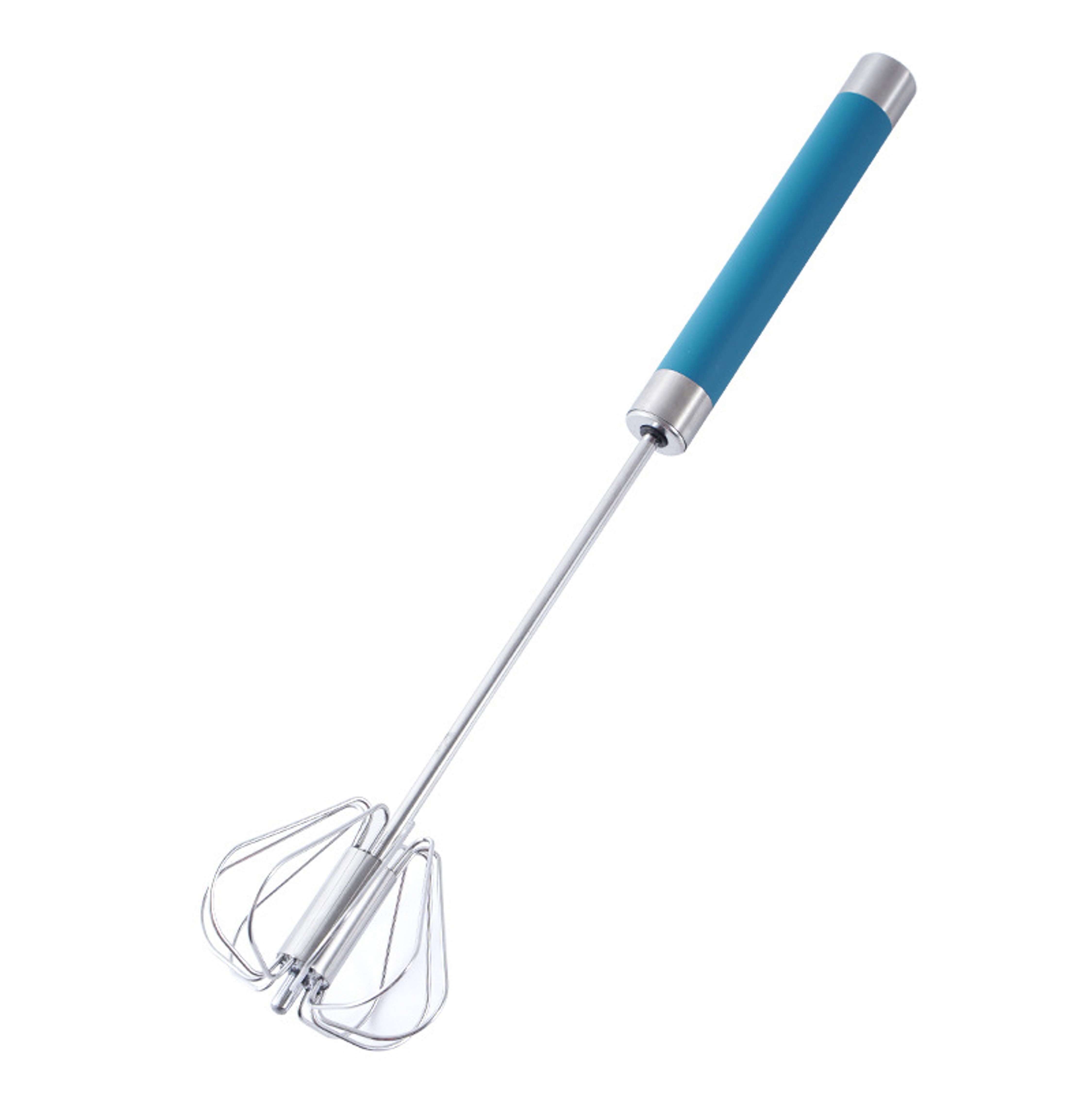Batidor semiautomático de acero inoxidable – Batidor de empuje para mezclar y batir sin esfuerzo – Resistente al óxido, duradero y fácil de limpiar – Ideal para huevos, cremas, salsas y masas